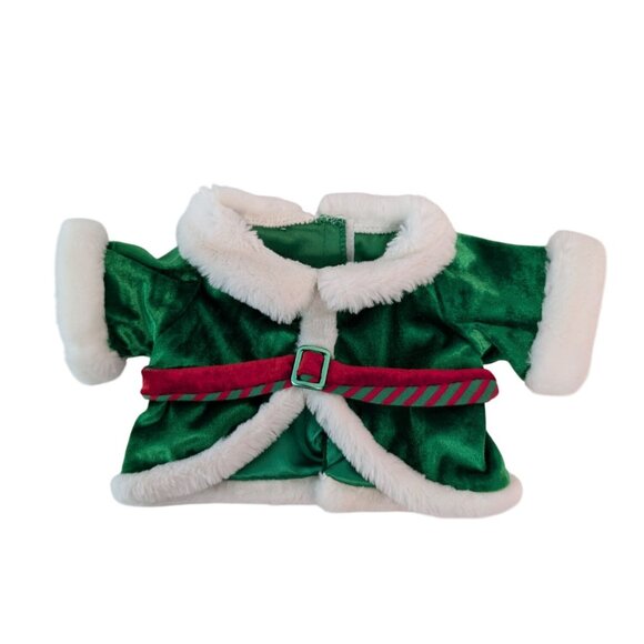 Build-A-Bear Clothes Elf Outfit Jacket Pants Green Red Velour Faux Fur Trim BABW - Picture 2 of 6